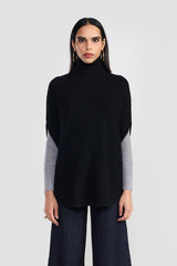 SELMA BLACK  WOMEN'S KNIT PONCHO