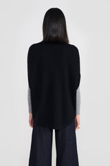 SELMA BLACK  WOMEN'S KNIT PONCHO