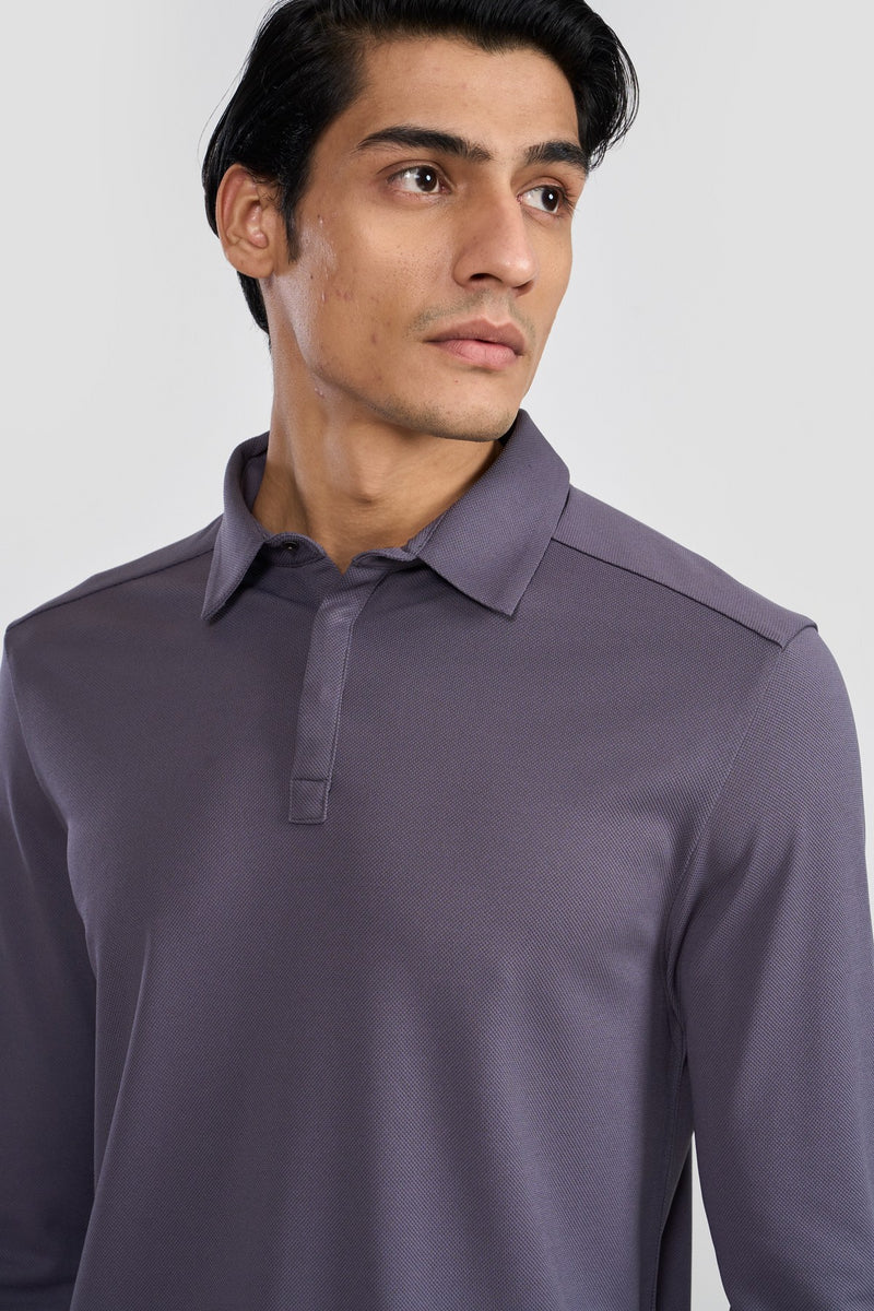 Grey Mike Full Sleeves Polo