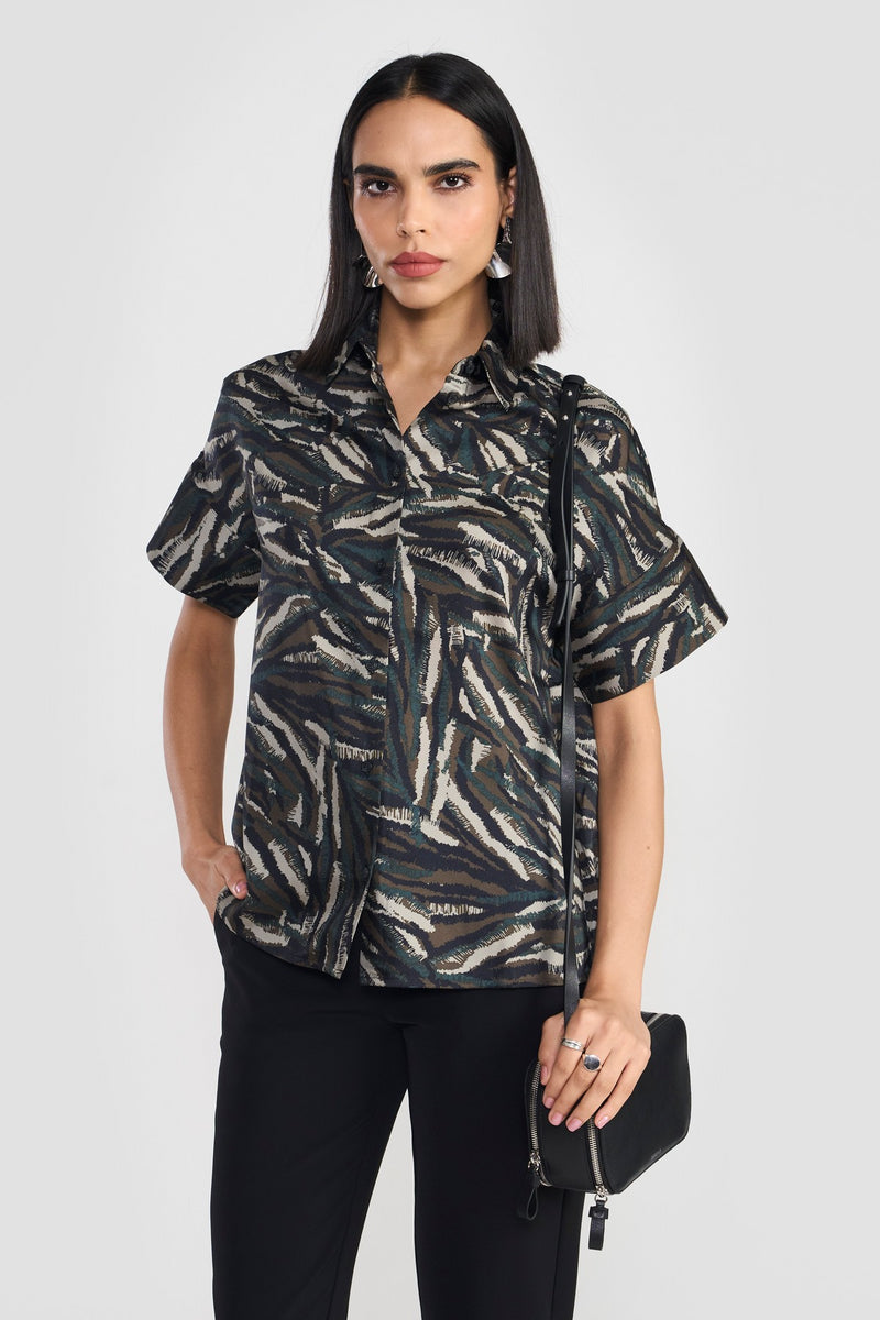 Jungle Print Olive Monroe Women Top