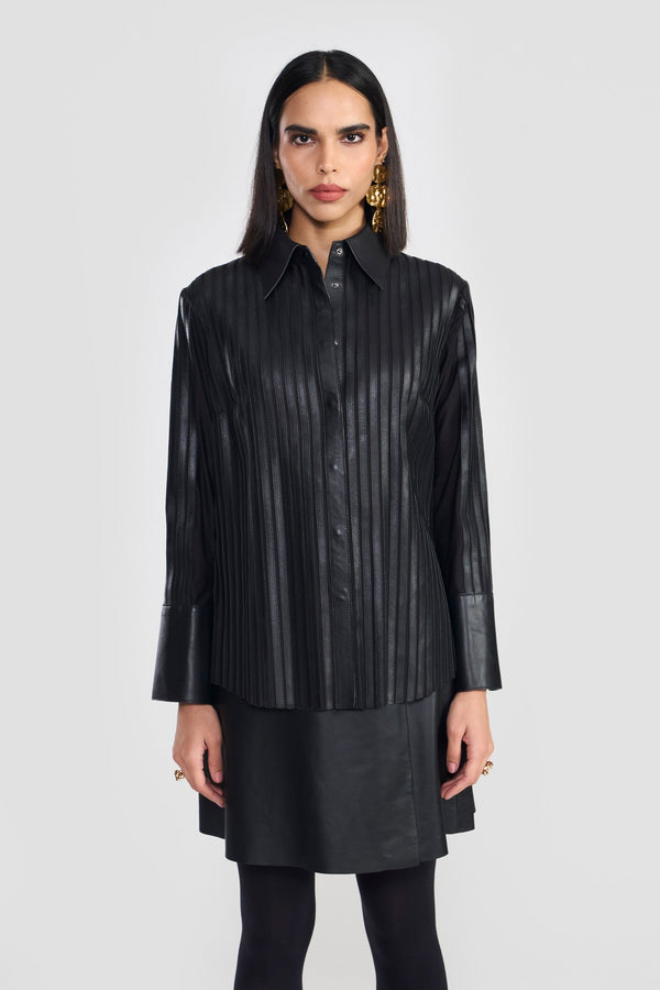 Black Alexia Leather Shirt