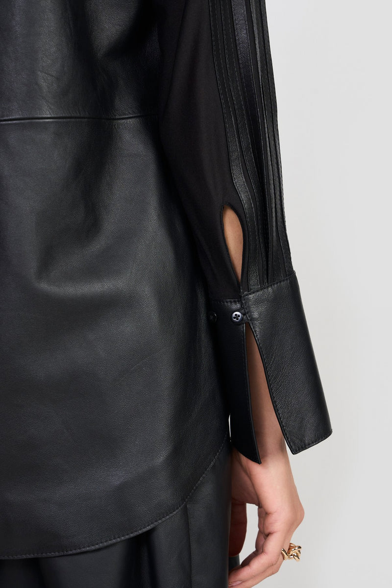 Black Alexia Leather Shirt