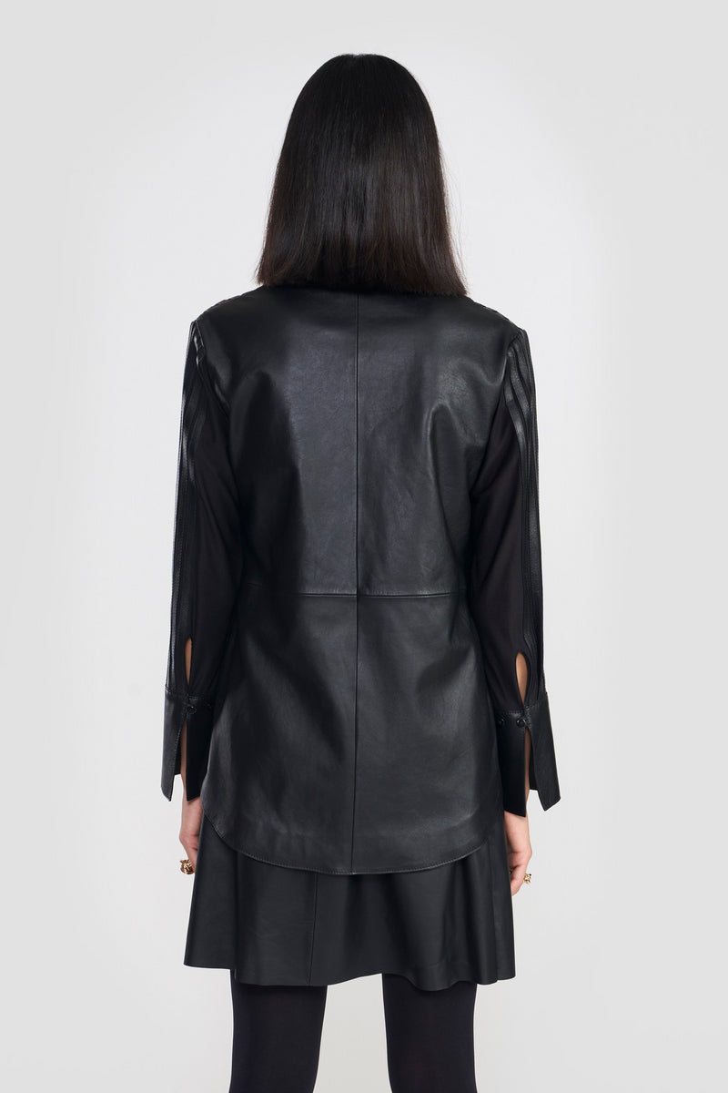 Black Alexia Leather Shirt