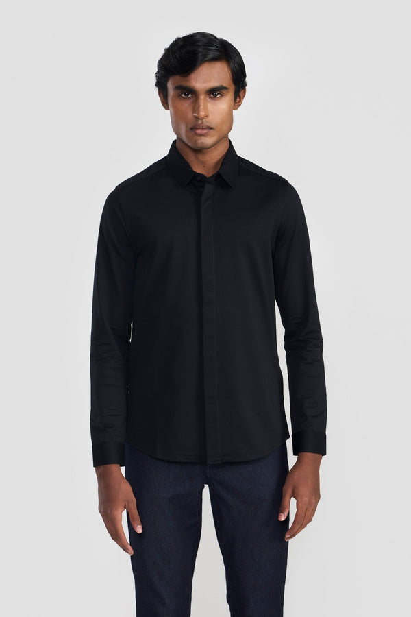 Black Emilio Mens Full Sleeve Shirt