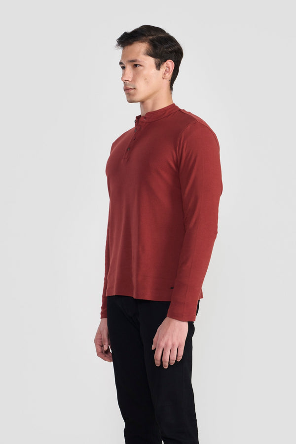 Saddle Red Sawyer Full  Sleeves Round Neck T Shirt