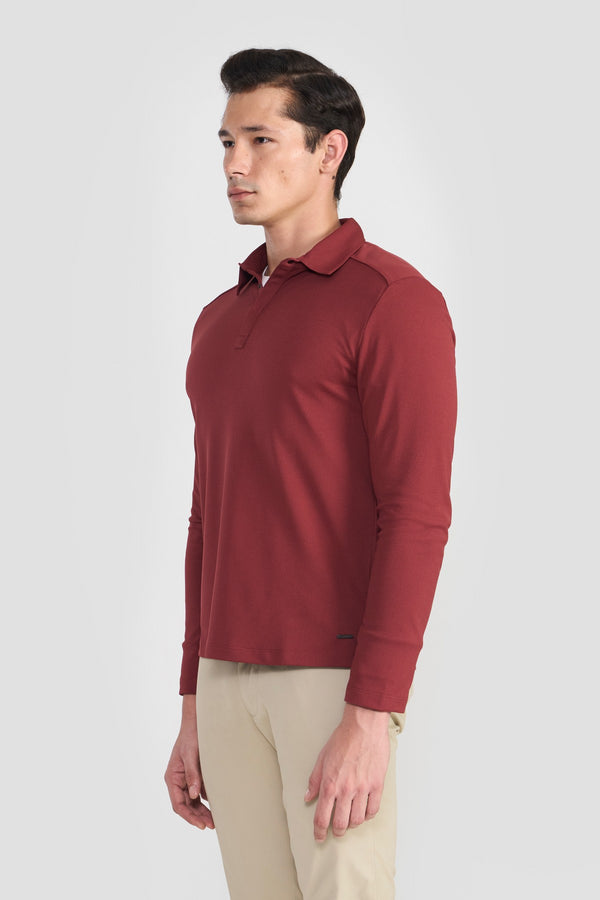 Saddle Red Mike Full Sleeves Polo