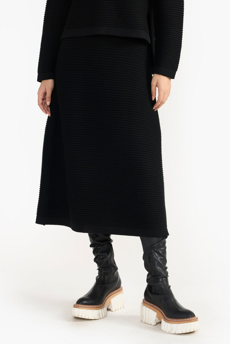 Black Davina Skirt Women Knit Skirt